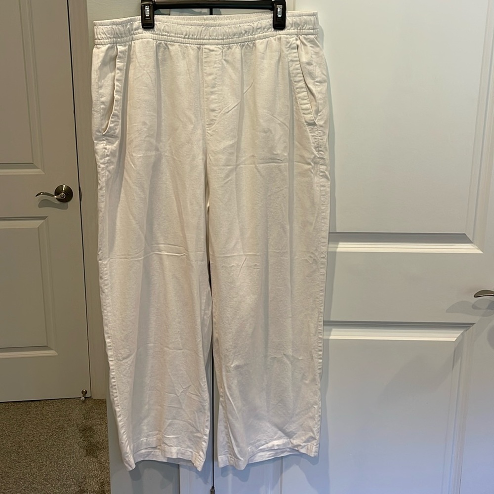 Old Navy white linen wide leg pants